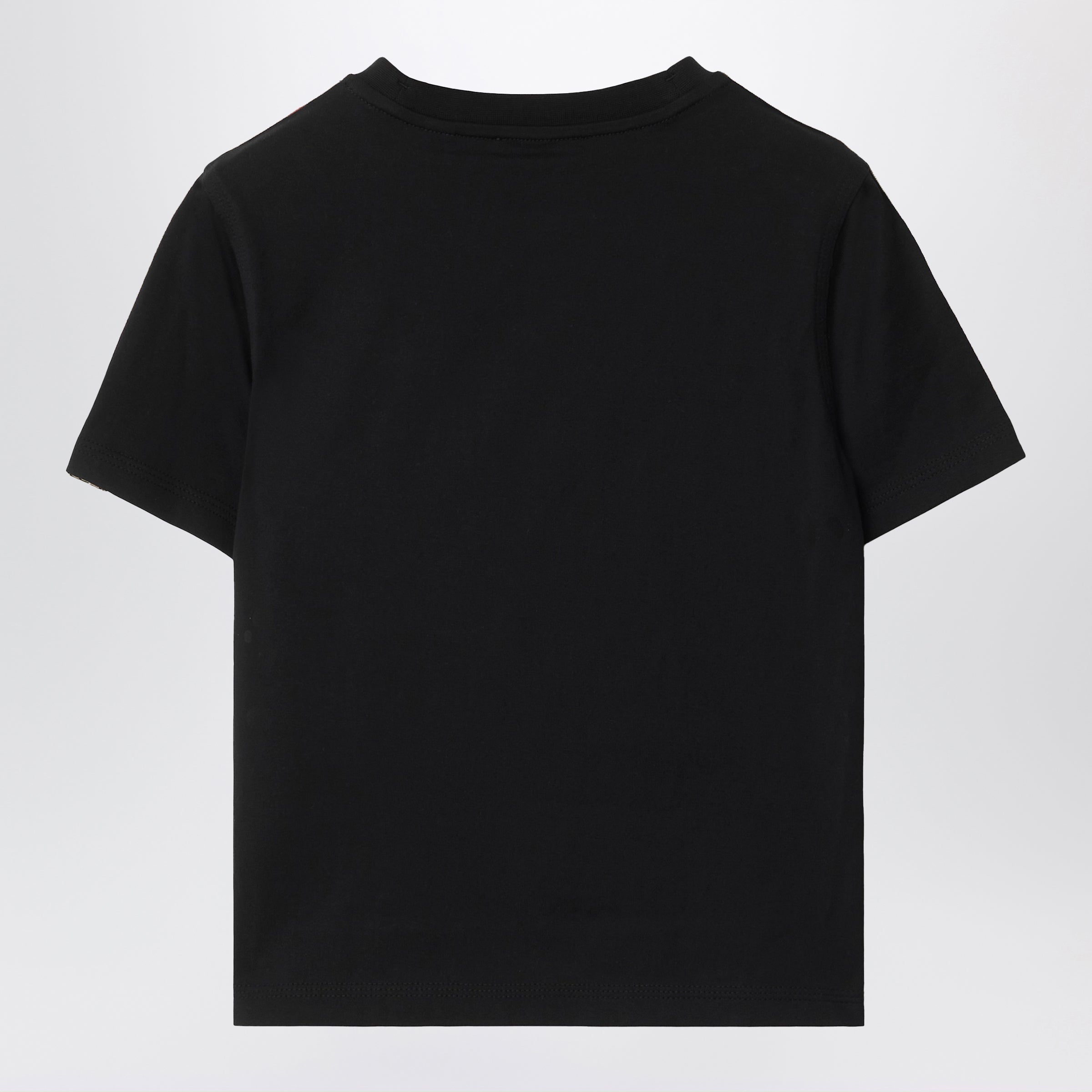 Burberry T-shirt nera con dettaglio motivo Check, view 2