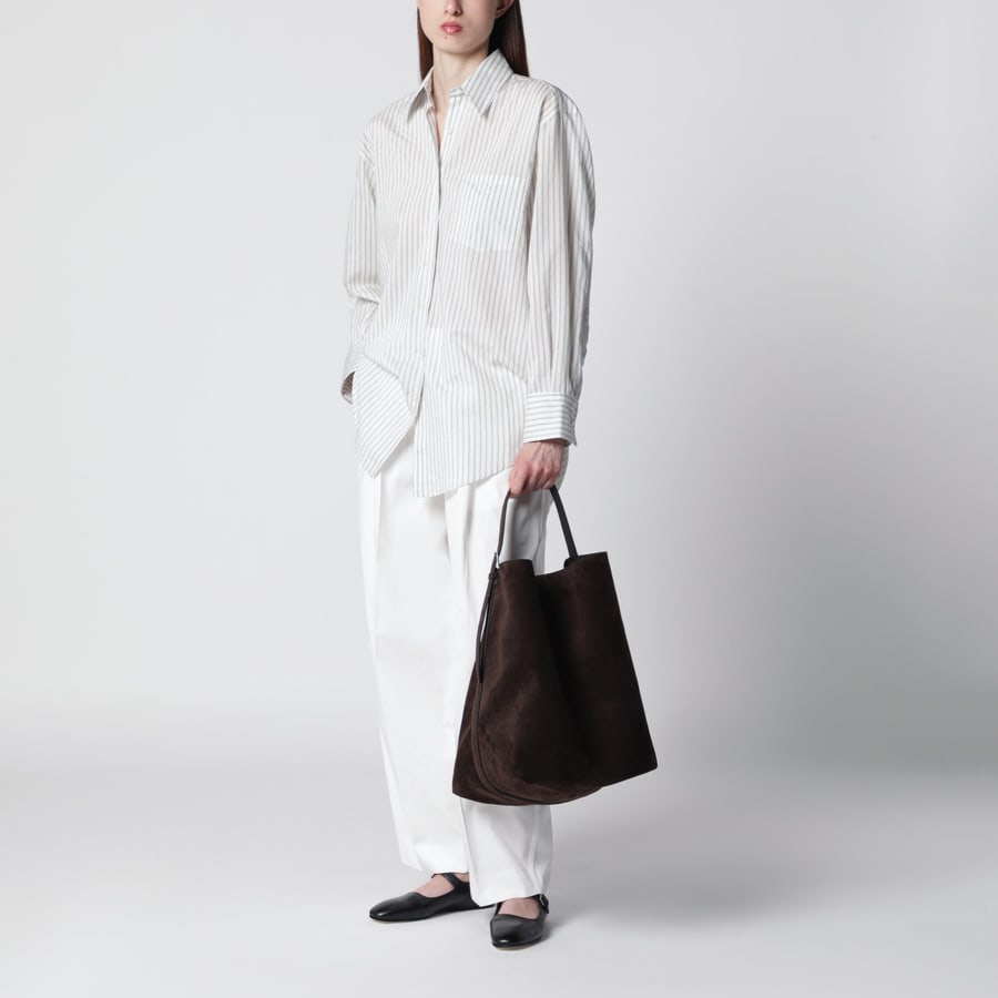 Toteme Borsa Tote marrone in pelle scamosciata, view 2