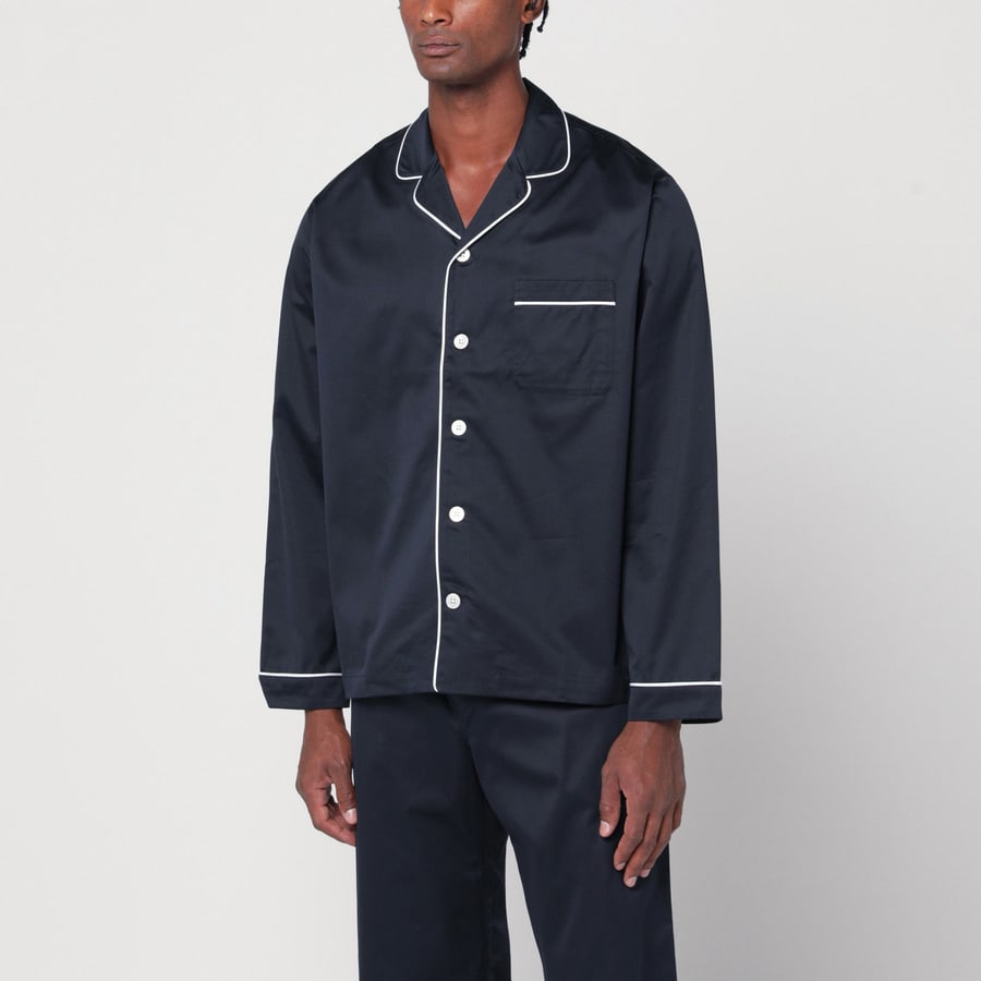 TEKLA Camicia pigiama blu/bianca