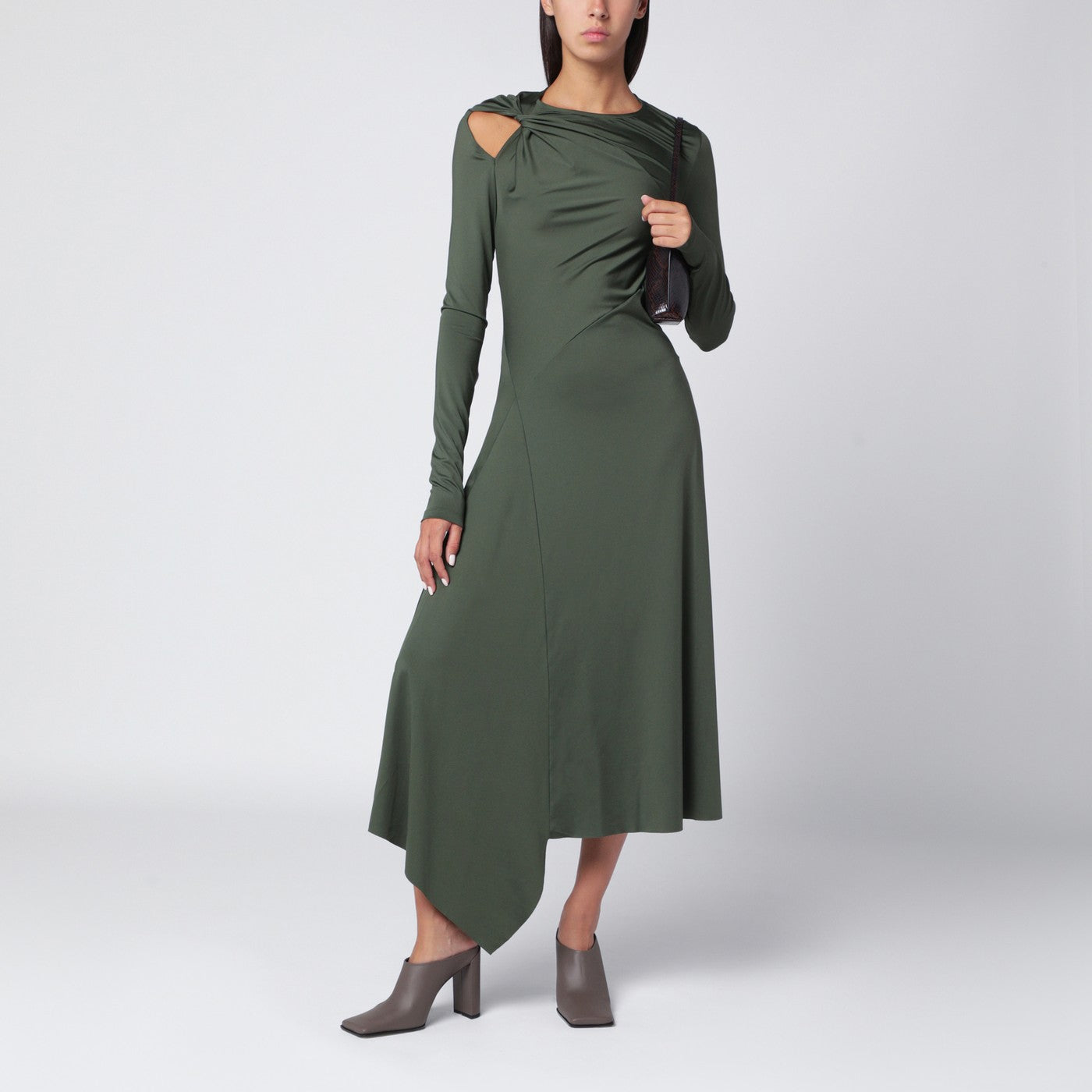 Victoria Beckham Abito midi con intreccio verde origano