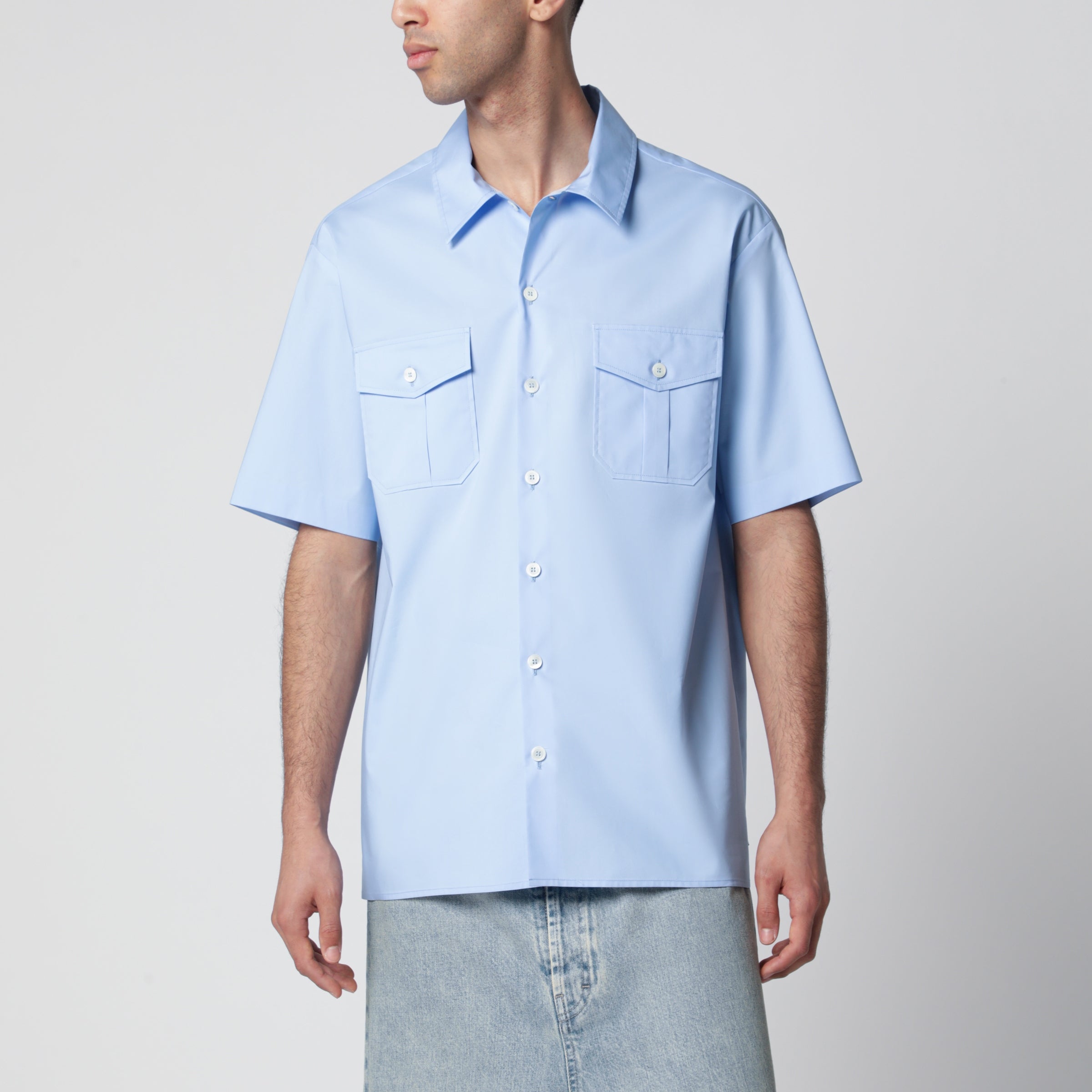 MM6 Camicia in popeline con rinforzi azzurro chiaro