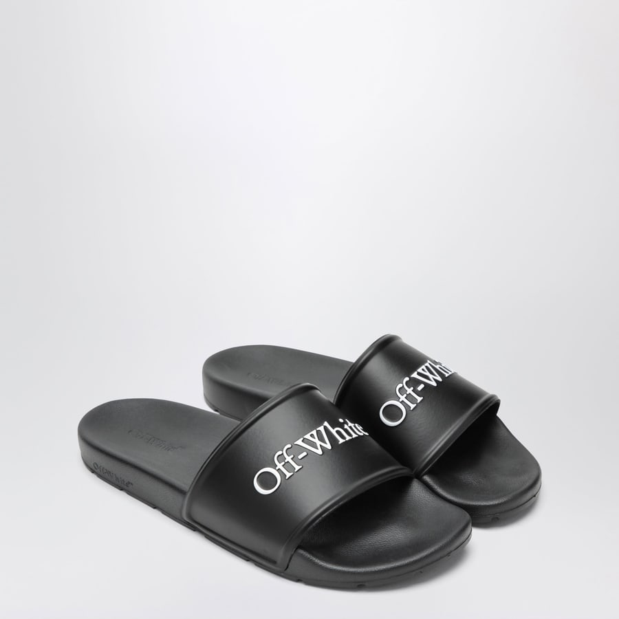 Off-White Bookish Slider nere con logo, view 2