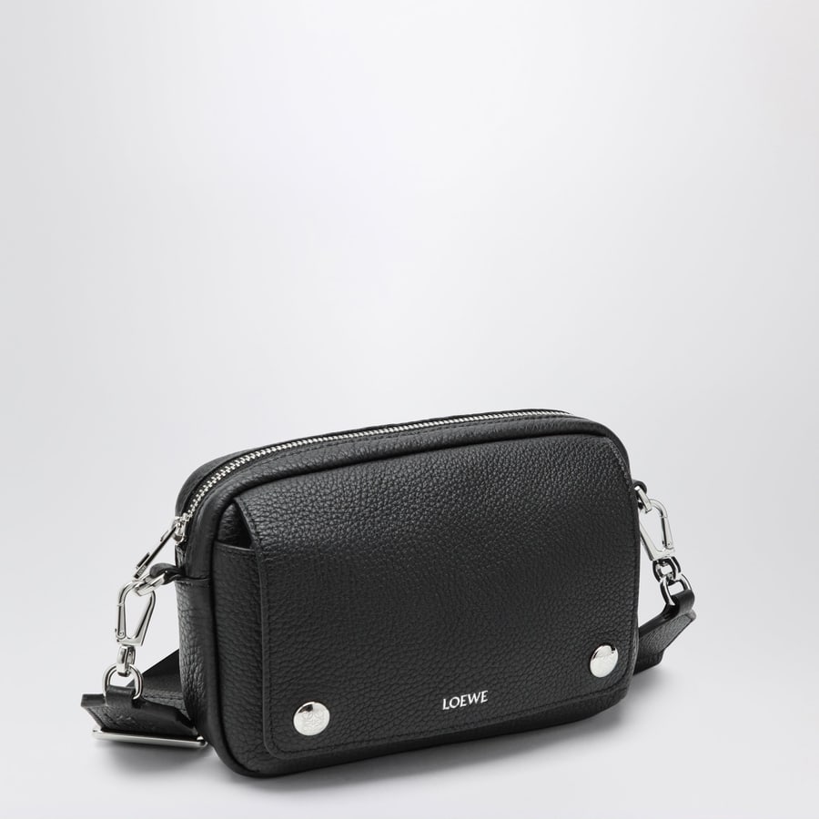 Loewe Borsa a tracolla nera in pelle martellata, view 3