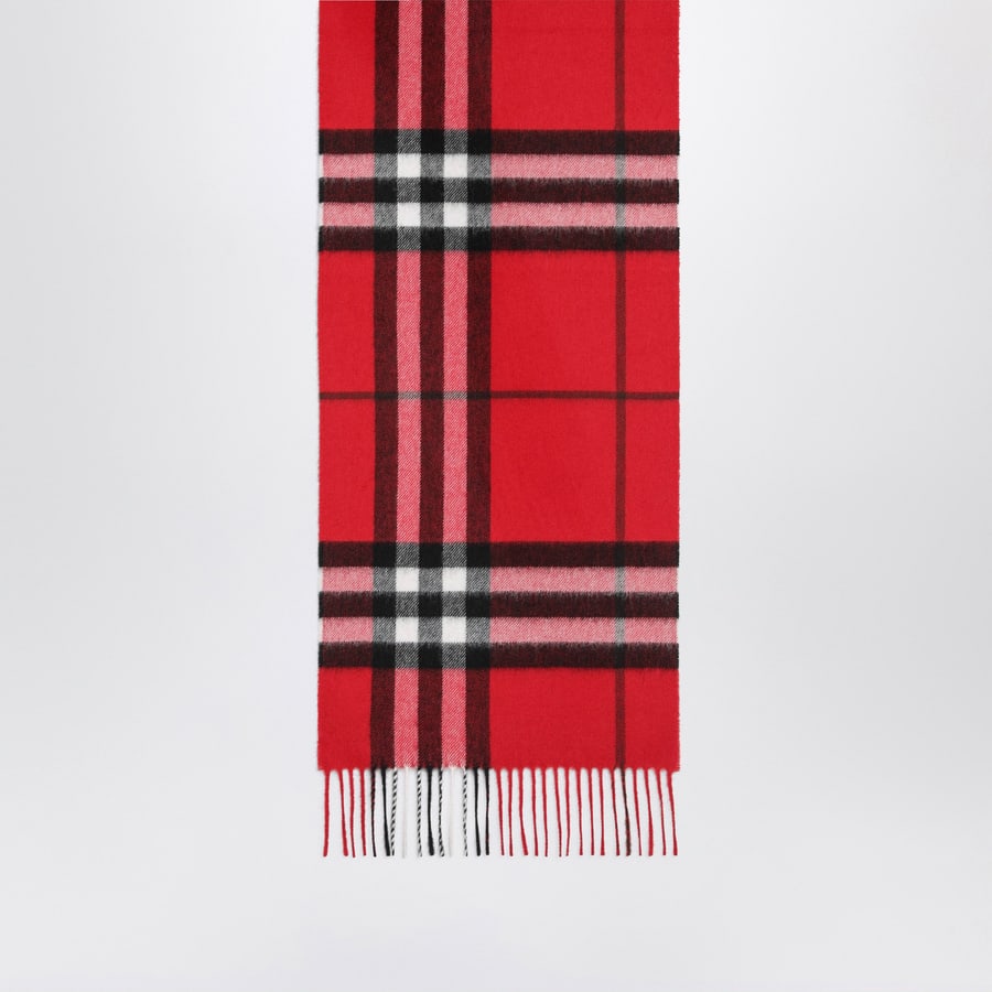 Burberry Sciarpa Check in cashmere rosso Post Red, view 3