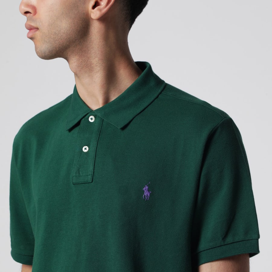 Polo Ralph Lauren Polo verde foresta in cotone Custom Slim-Fit, view 4