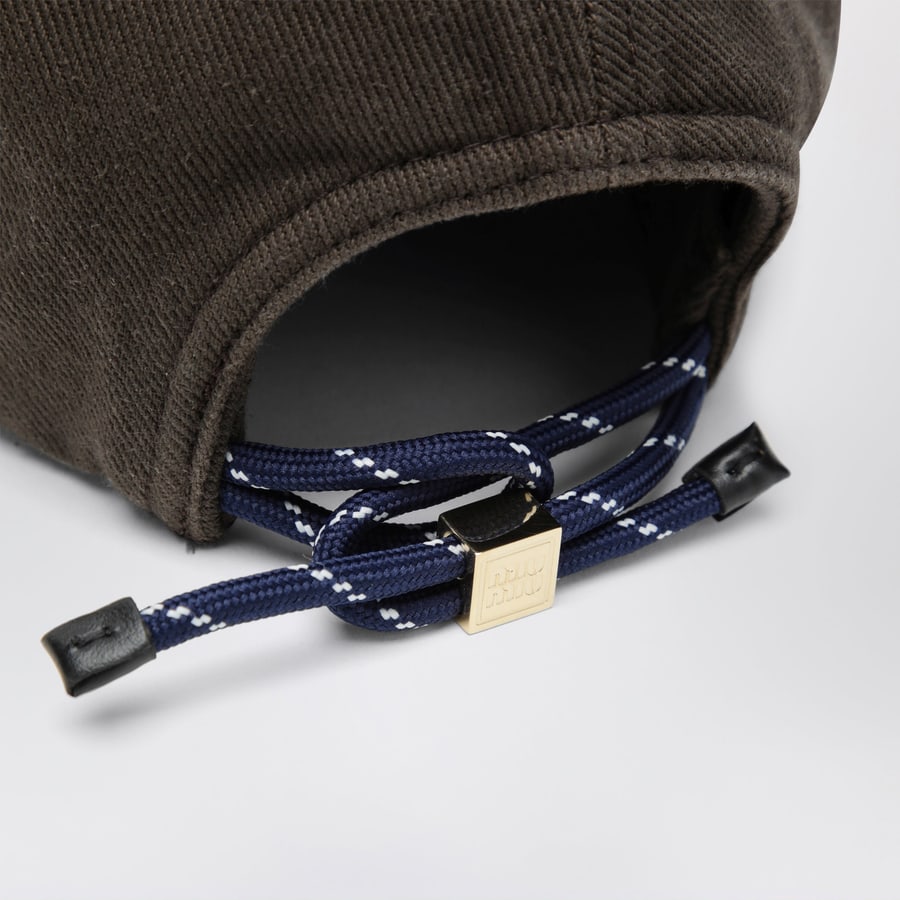 Miu Miu Cappello da baseball in denim washed moro e baltico, view 4