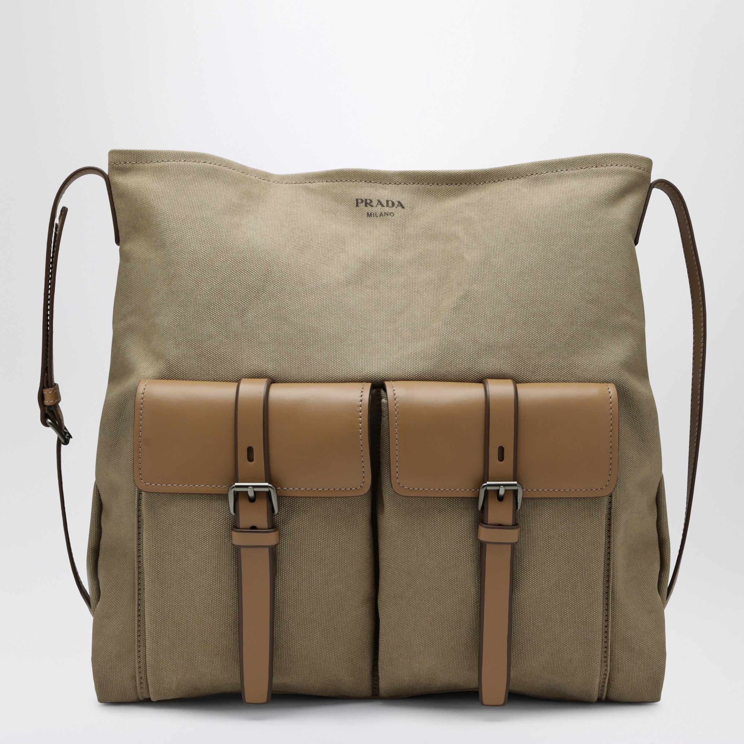 Prada Borsa a tracolla Prada Route in canvas e pelle color kaki