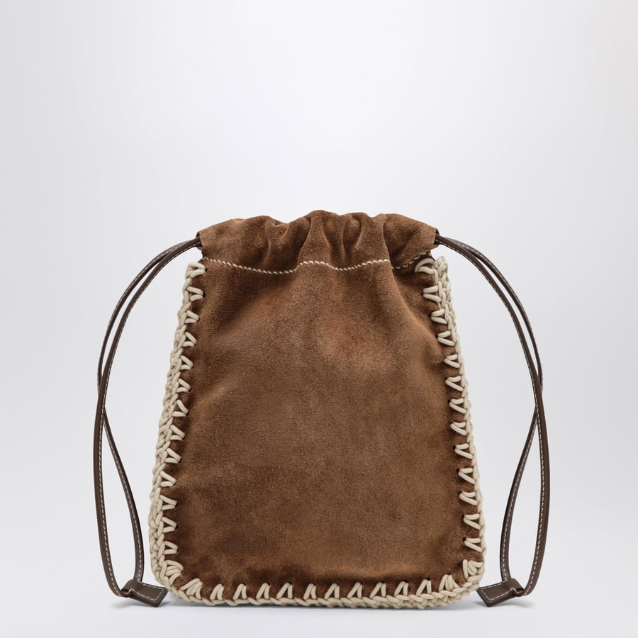 Prada Porta smartphone in pelle scamosciata color cacao, view 4