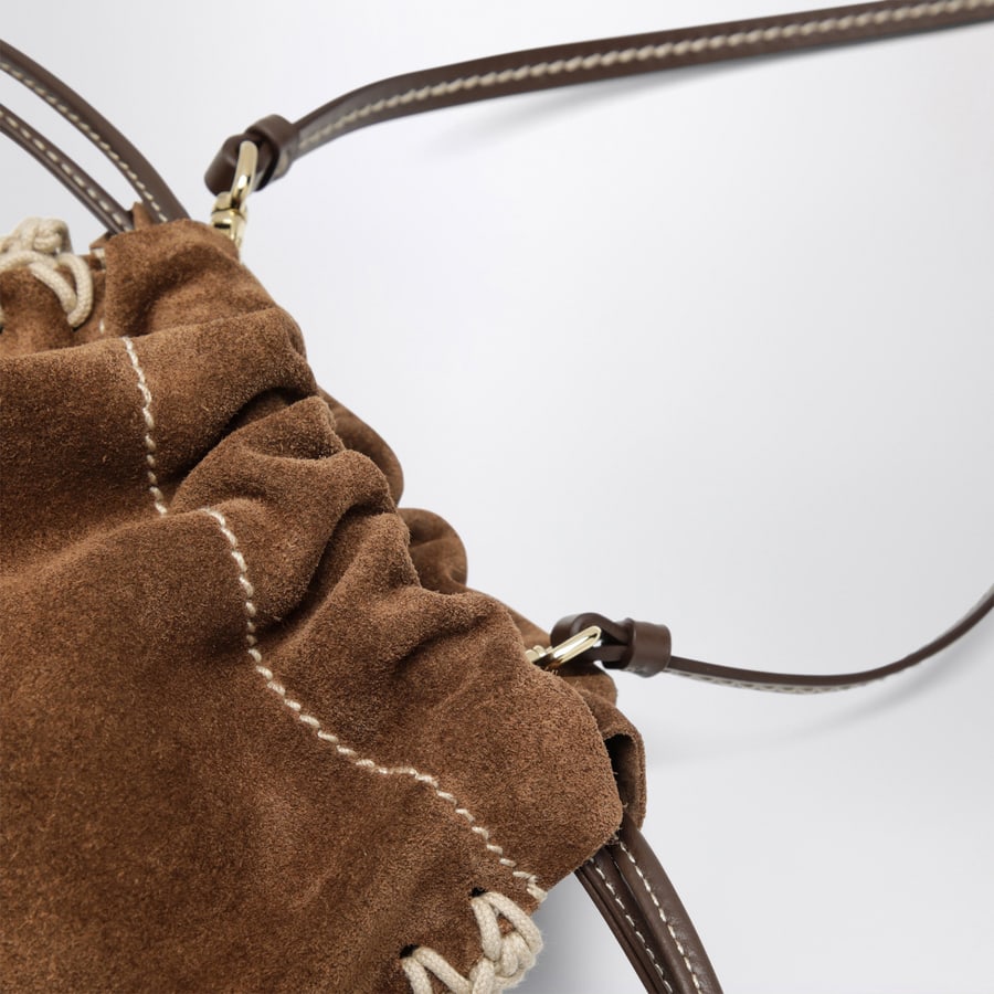 Prada Porta smartphone in pelle scamosciata color cacao, view 6