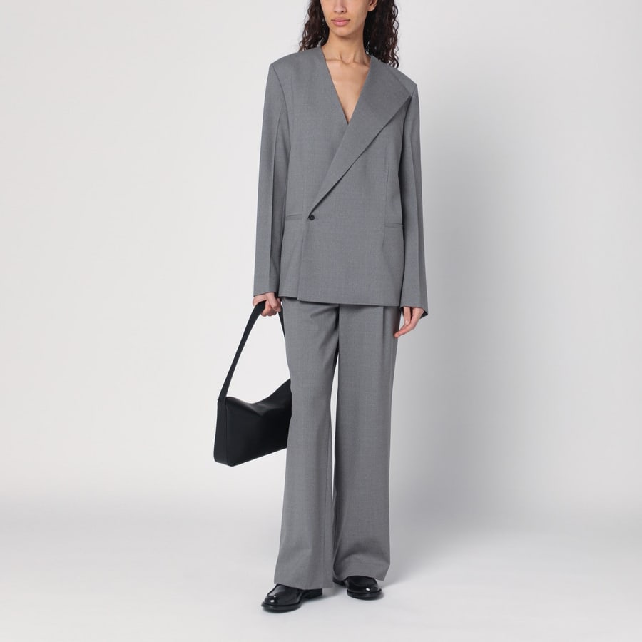 LOULOU DE SAISON Pantalone ampio grigio in lana, view 2