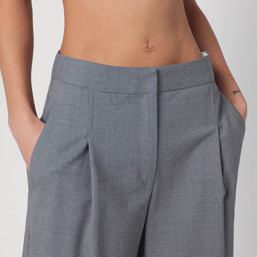 LOULOU DE SAISON Pantalone ampio grigio in lana, view 5