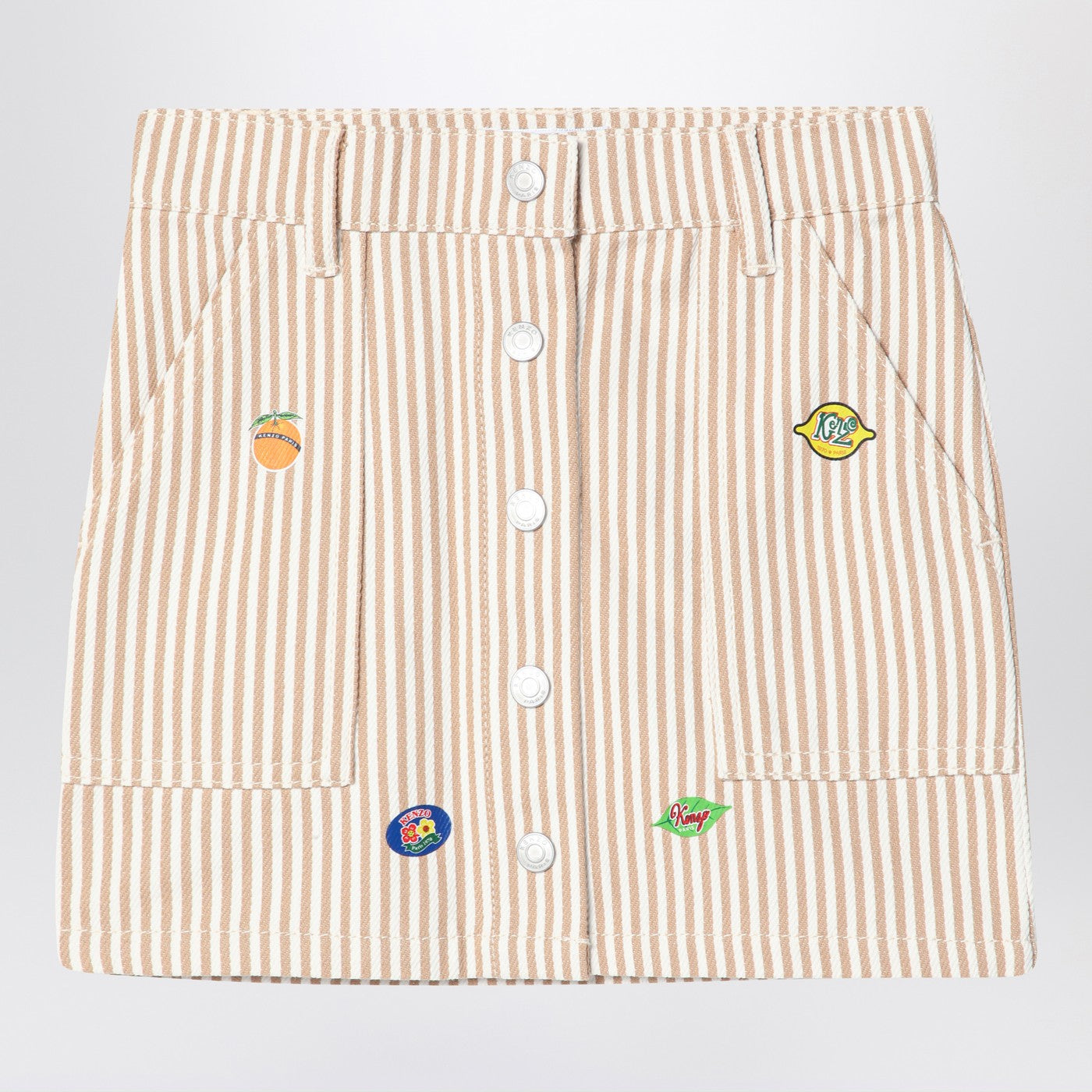 KENZO Mini gonna a righine bianca/sabbia