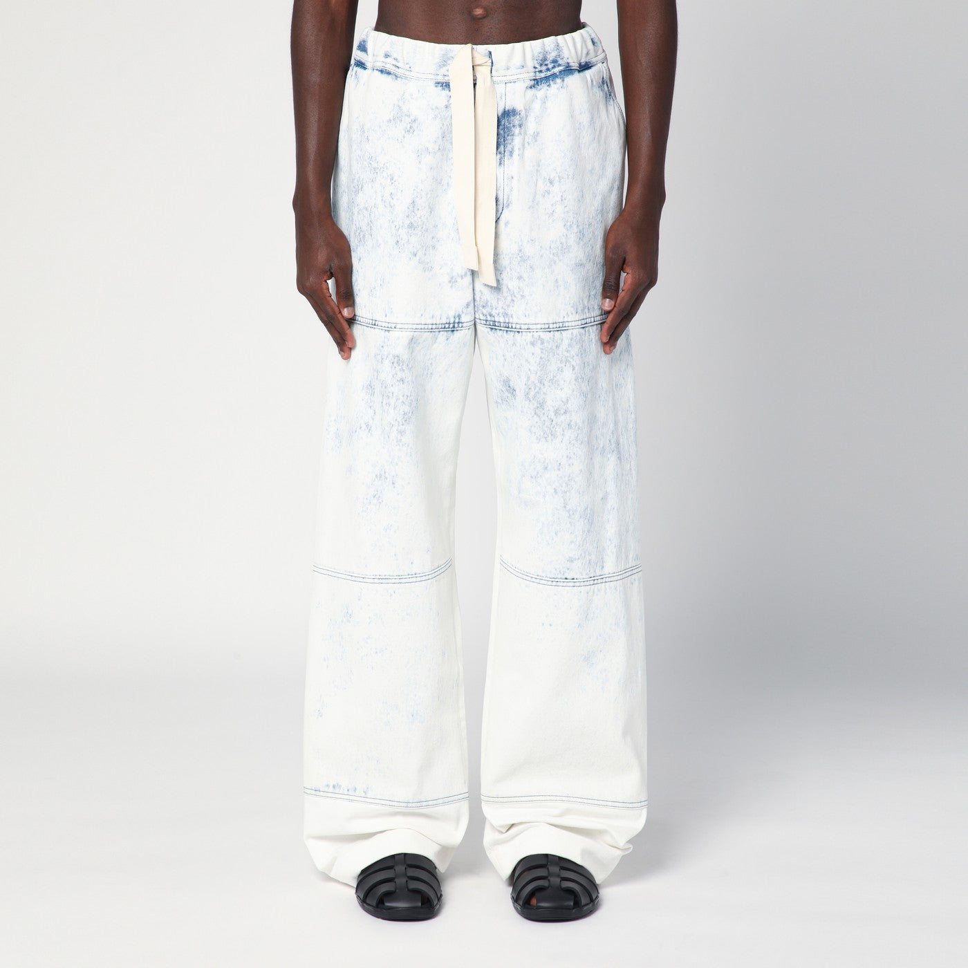 Dries Van Noten Jeans azzurro sbiancato con coulisse