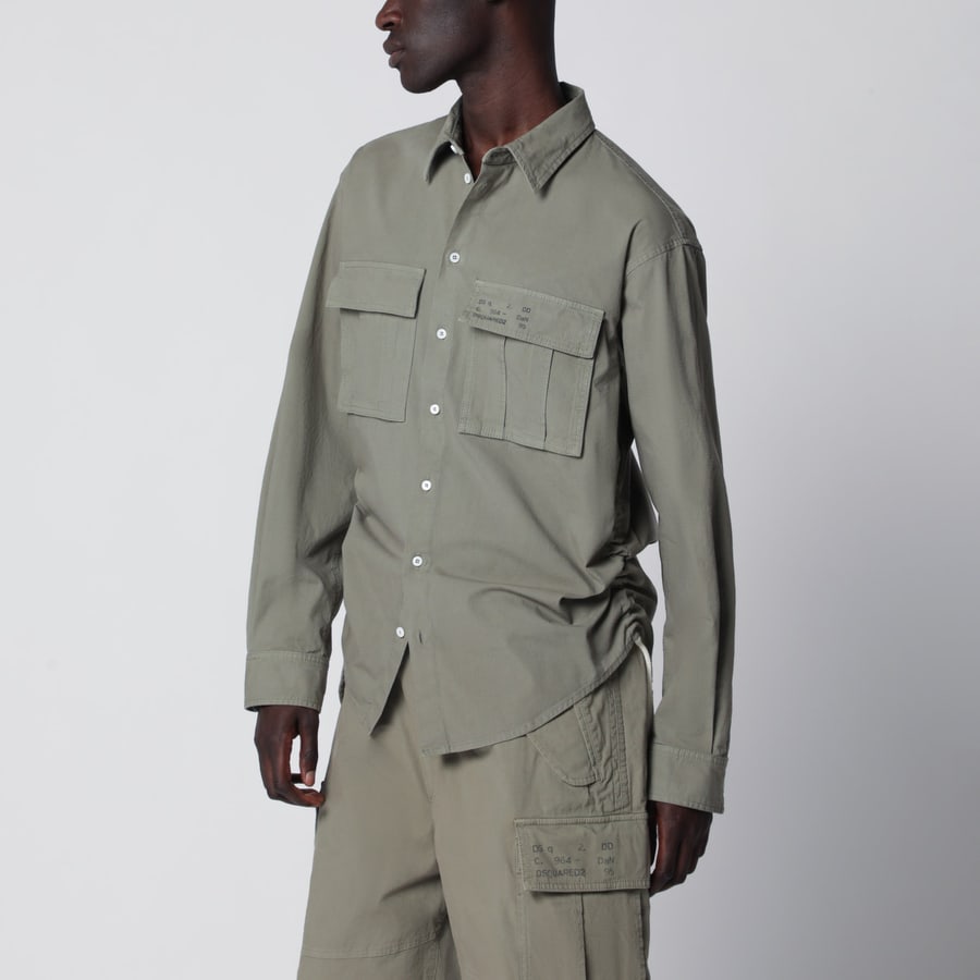 Dsquared2 Camicia verde militare in cotone