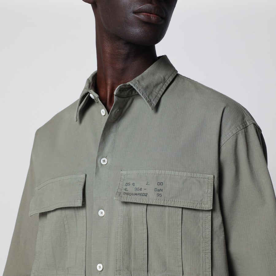Dsquared2 Camicia verde militare in cotone, view 4