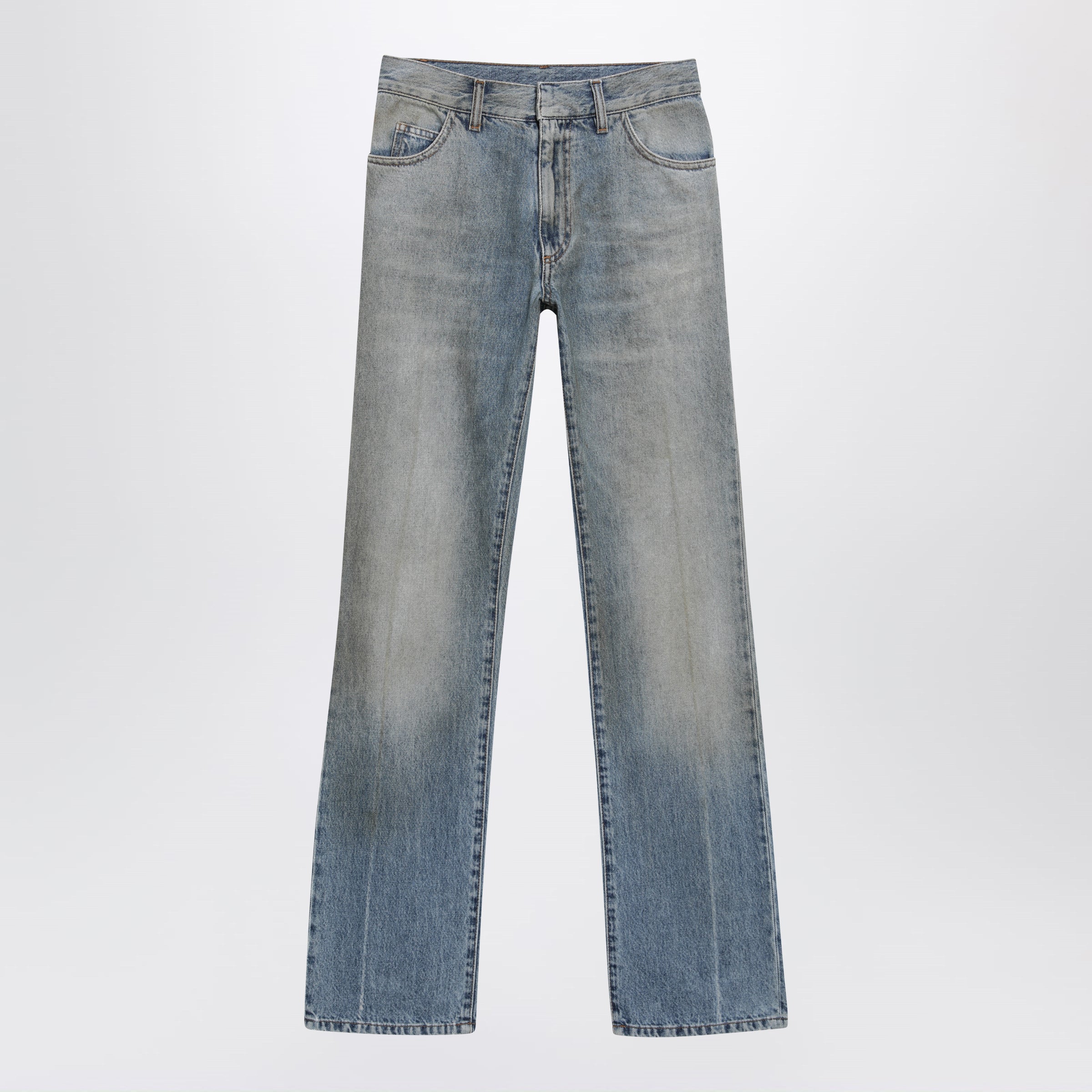 MM6 Jeans a gamba dritta a vita alta in cotone blu