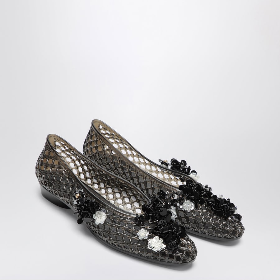 HEAVENLY JELLY Ballerine Lily nere in PVC con fiori con perline, view 2