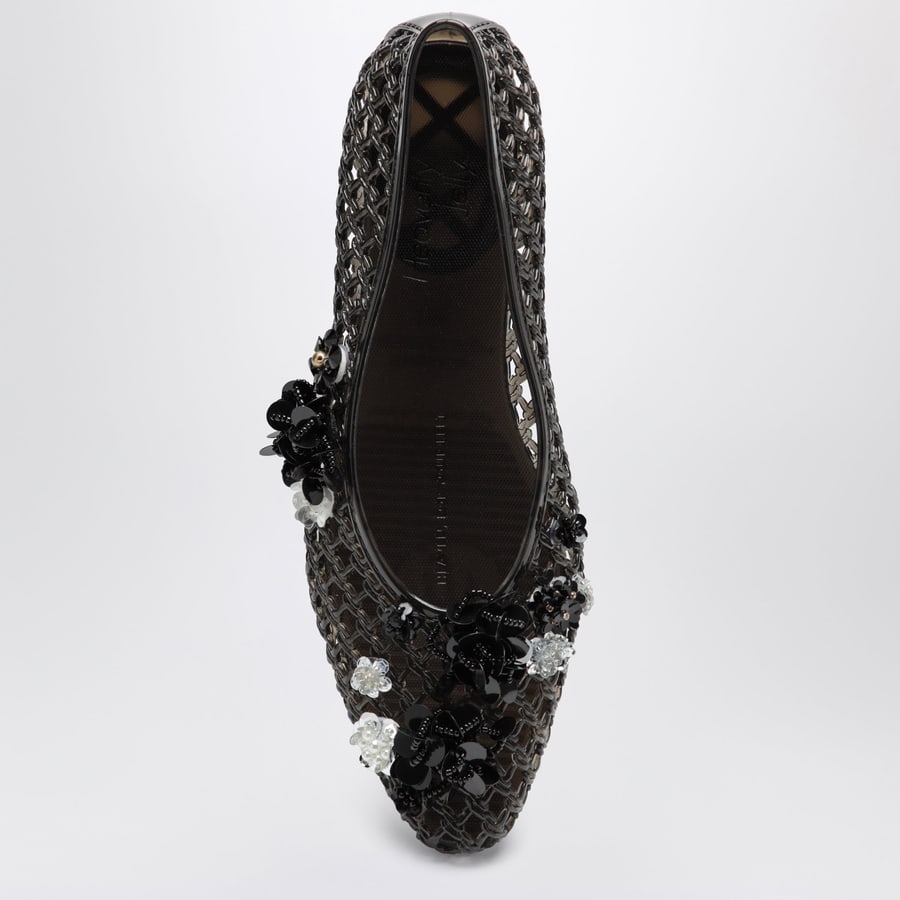 HEAVENLY JELLY Ballerine Lily nere in PVC con fiori con perline, view 3