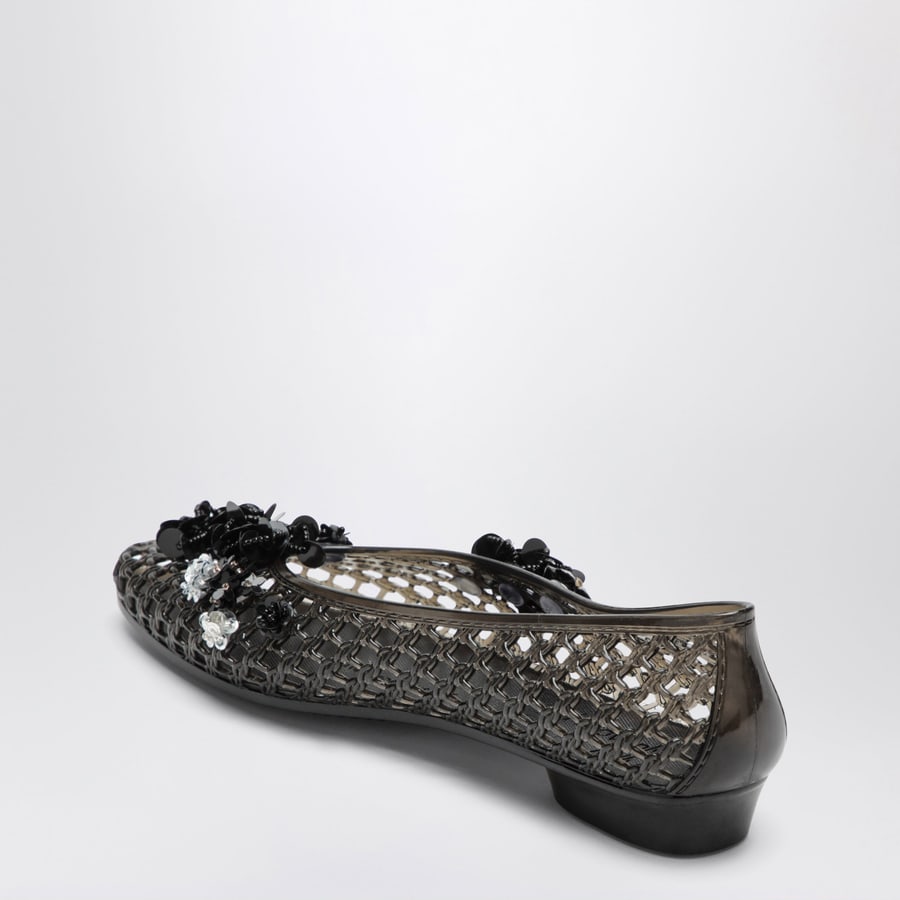 HEAVENLY JELLY Ballerine Lily nere in PVC con fiori con perline, view 4