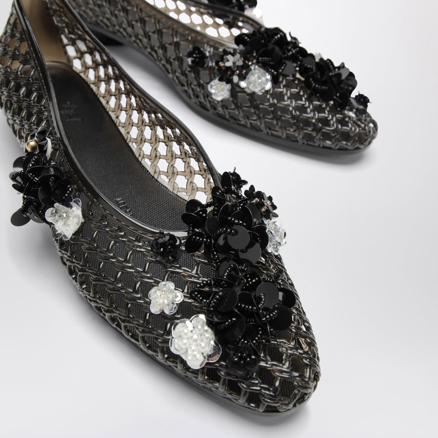 HEAVENLY JELLY Ballerine Lily nere in PVC con fiori con perline, view 5