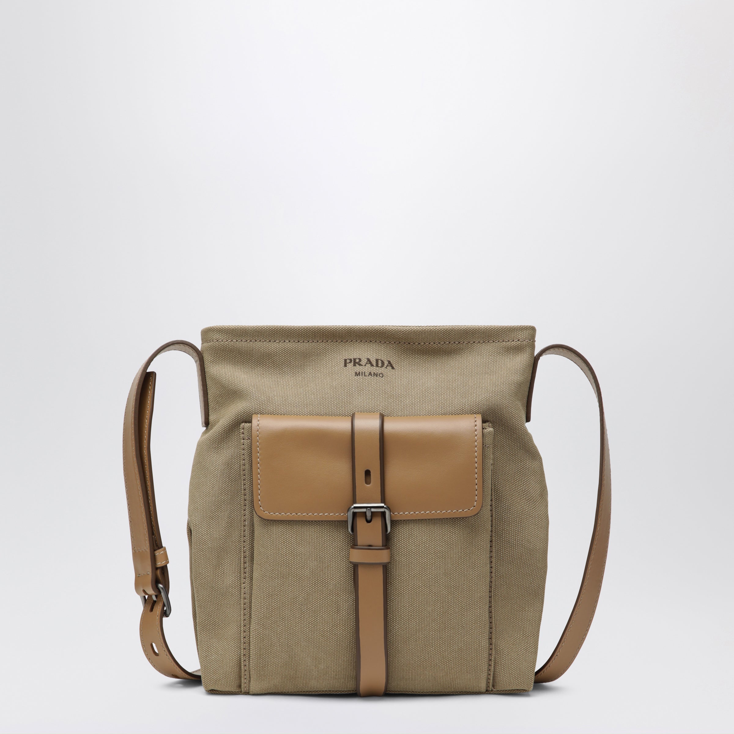 Prada Borsa a tracolla Route in canvas e pelle kaki