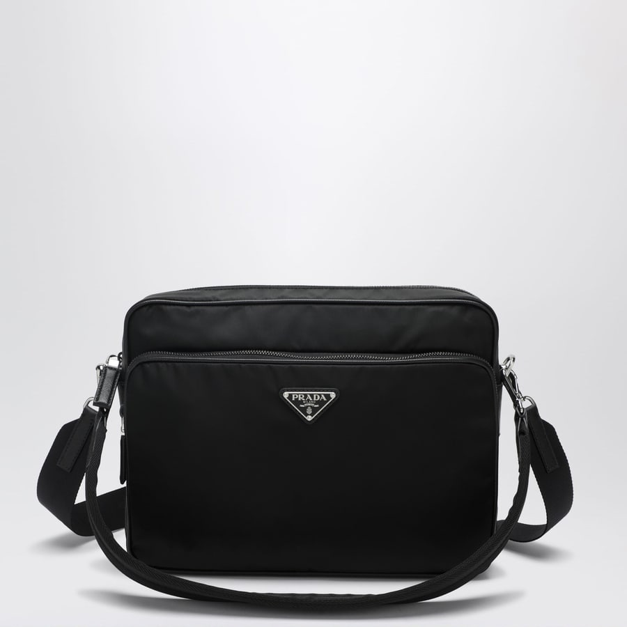 Prada Borsa a tracolla in Re-Nylon e pelle nera