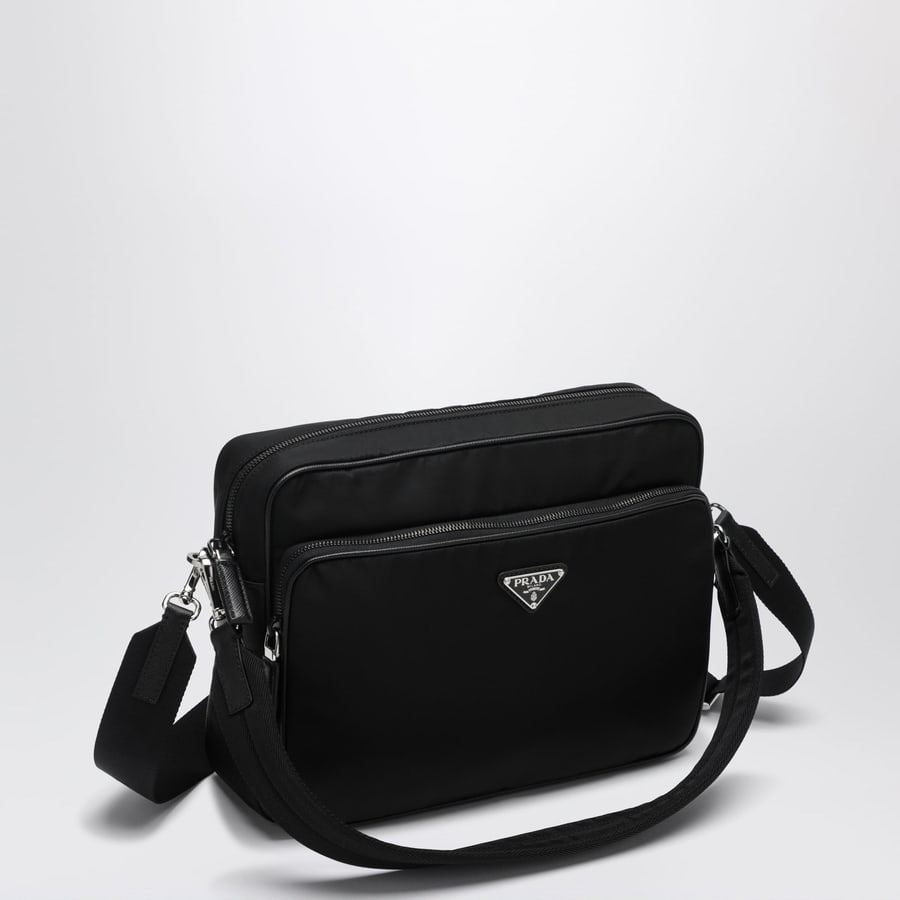 Prada Borsa a tracolla in Re-Nylon e pelle nera, view 3