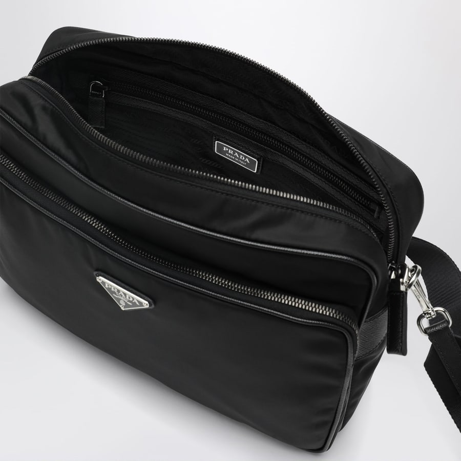 Prada Borsa a tracolla in Re-Nylon e pelle nera, view 5