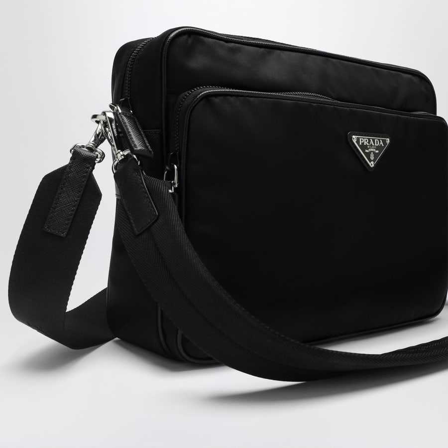 Prada Borsa a tracolla in Re-Nylon e pelle nera, view 6