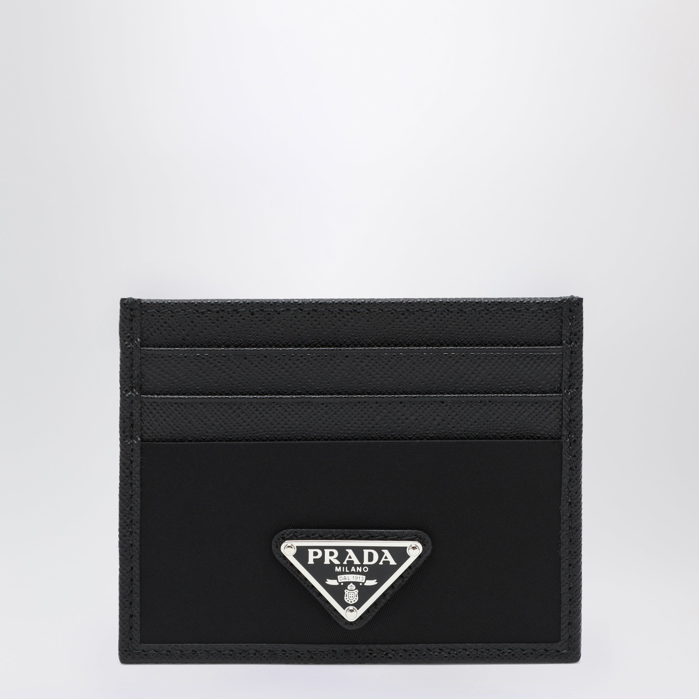 Prada Portacarte in Nylon e Saffiano nero