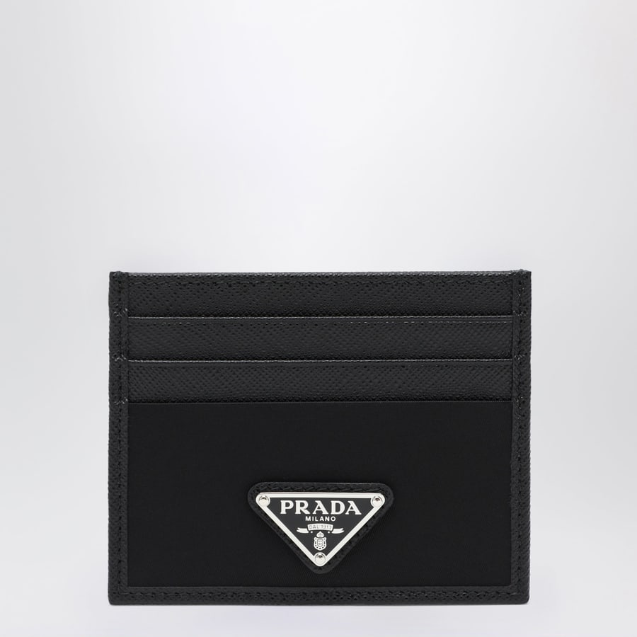 Prada Portacarte in Nylon e Saffiano nero
