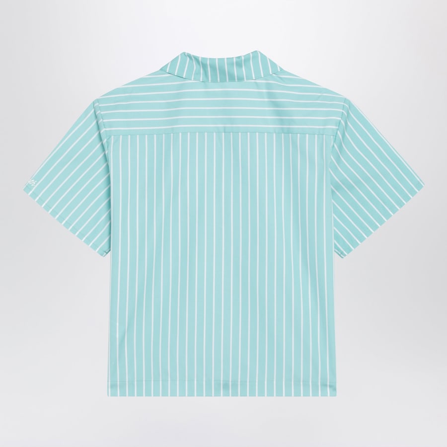 MC2 SAINT BARTH Camicia verde acqua a righe in cotone, view 2