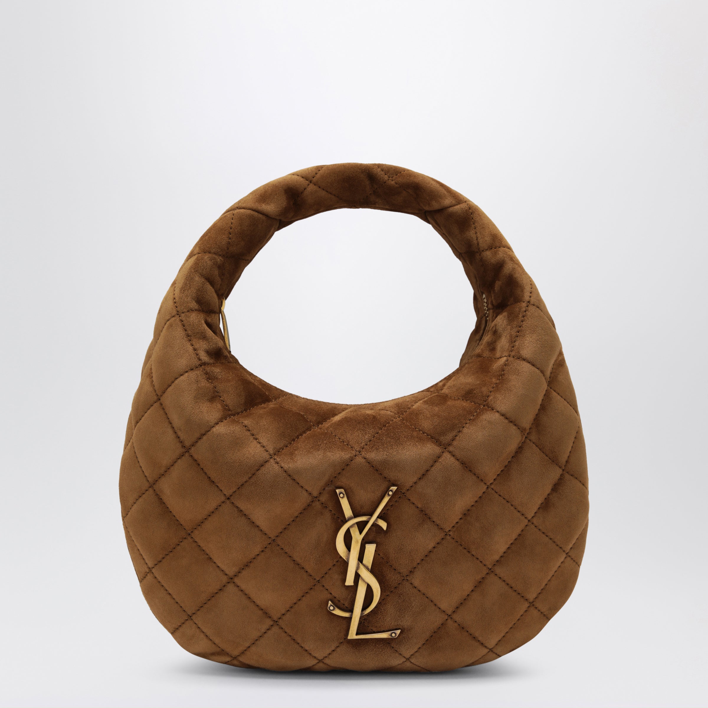 Saint Laurent Borsa Icarino caramello in suede trapuntato