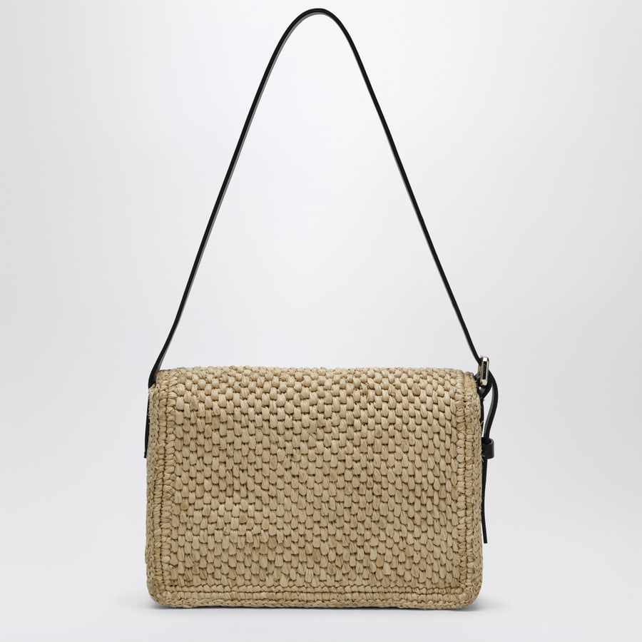 MANEBI' Borsa a spalla in rafia e pelle, view 4