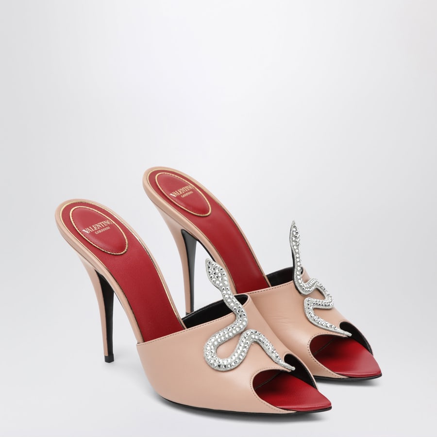 Valentino Garavani Sandalo Slide color cipria Coeur Vipère in capretto, view 2