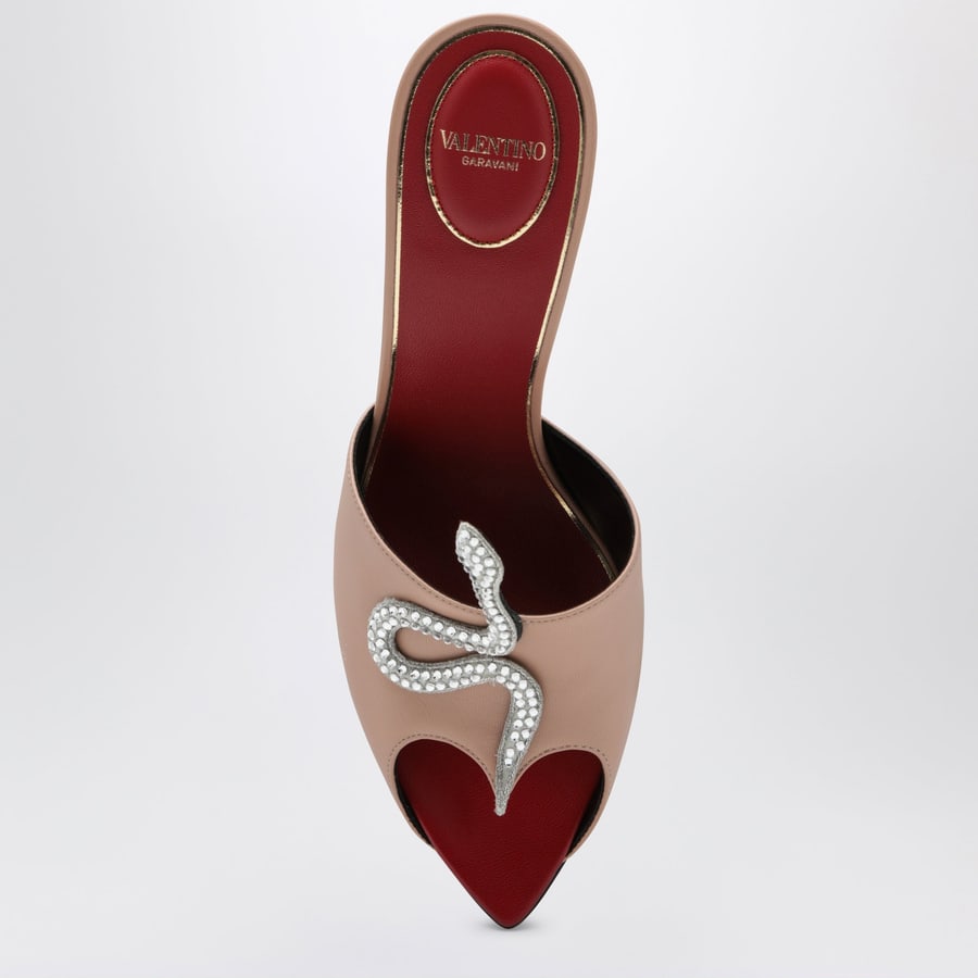 Valentino Garavani Sandalo Slide color cipria Coeur Vipère in capretto, view 3