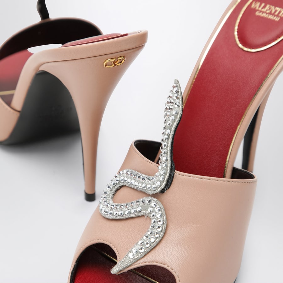 Valentino Garavani Sandalo Slide color cipria Coeur Vipère in capretto, view 5