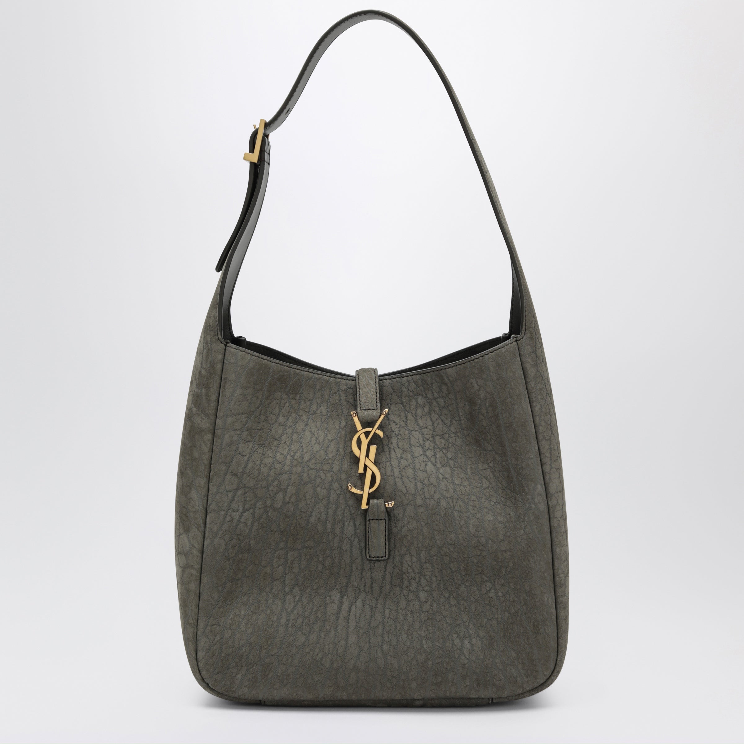 Saint Laurent Borsa Le 5 À 7 micro morbida in nabuk grigio zinco