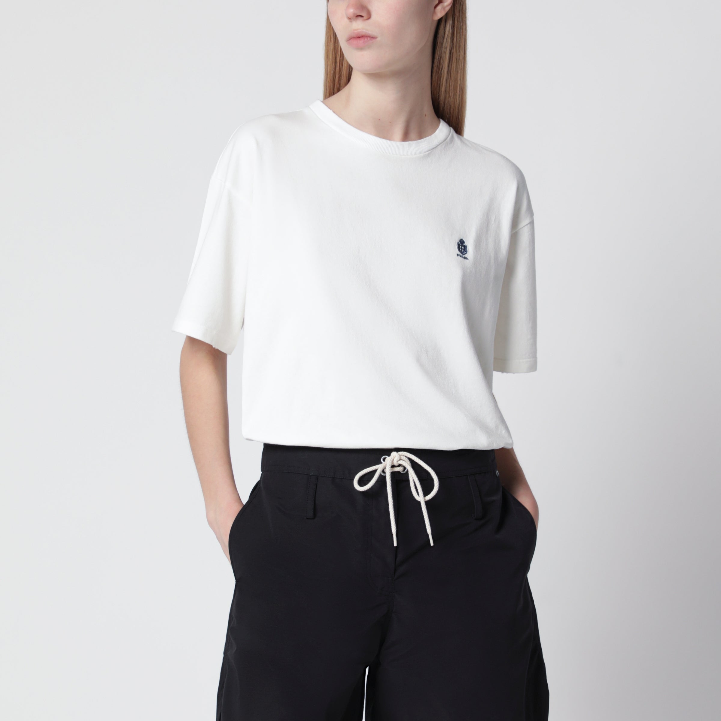 Prada T-shirt in jersey tinto capo bianca