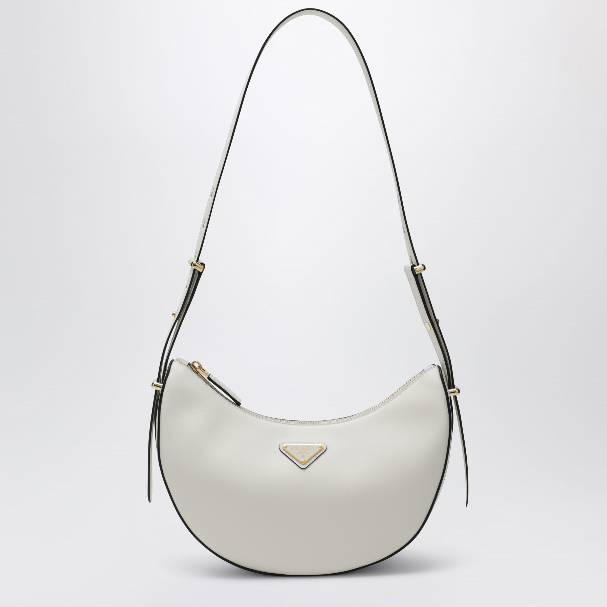 Prada Borsa a spalla Prada Arqué medium in pelle bianca