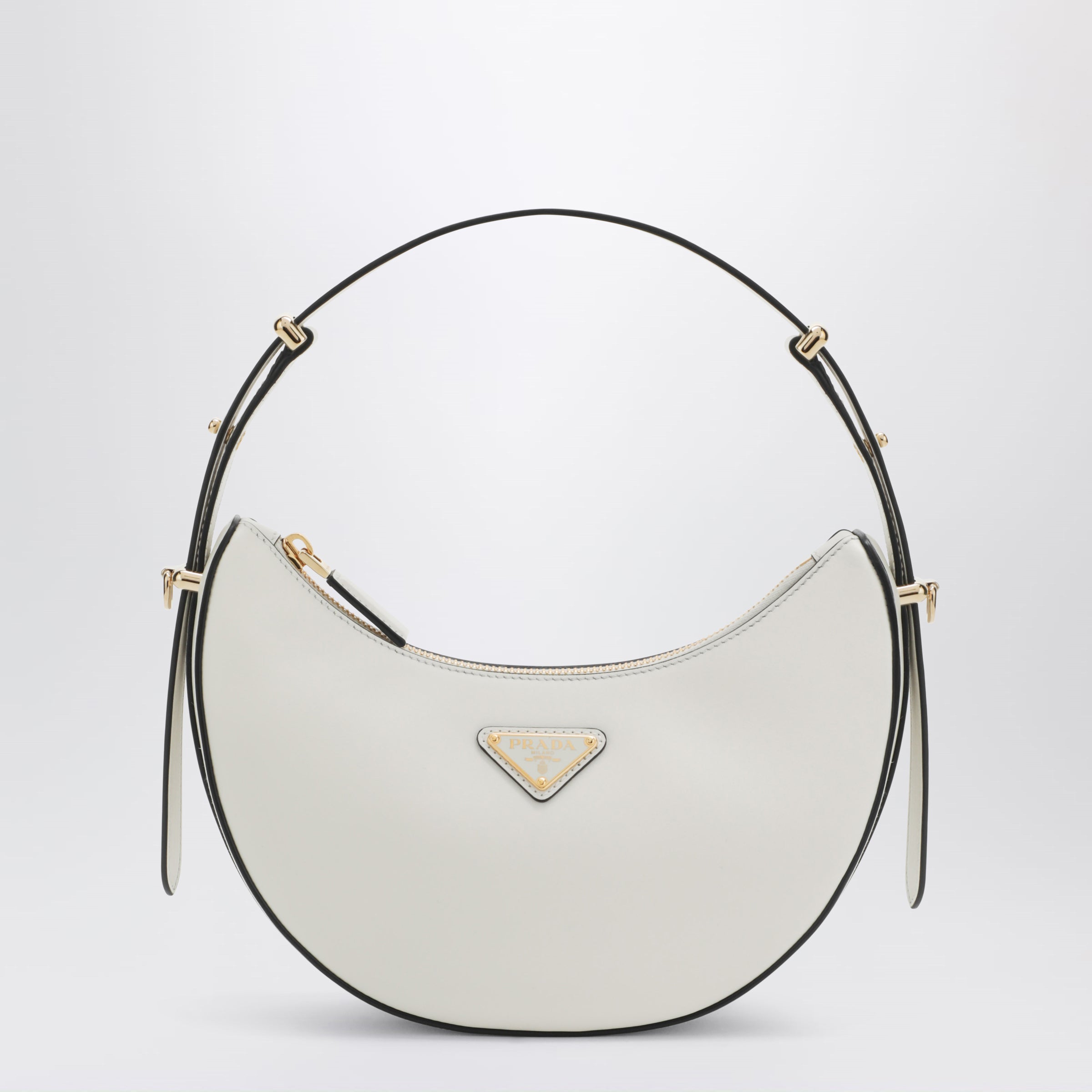 Prada Borsa a spalla Prada Arqué small in pelle bianca