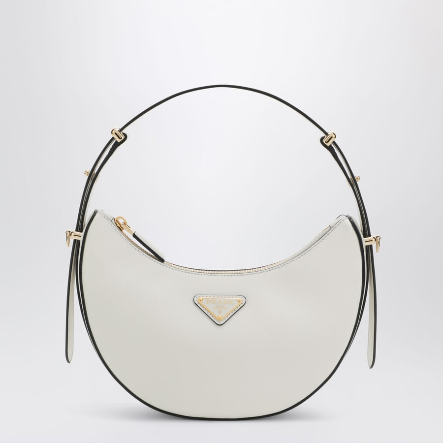 Prada Borsa a spalla Prada Arqué small in pelle bianca