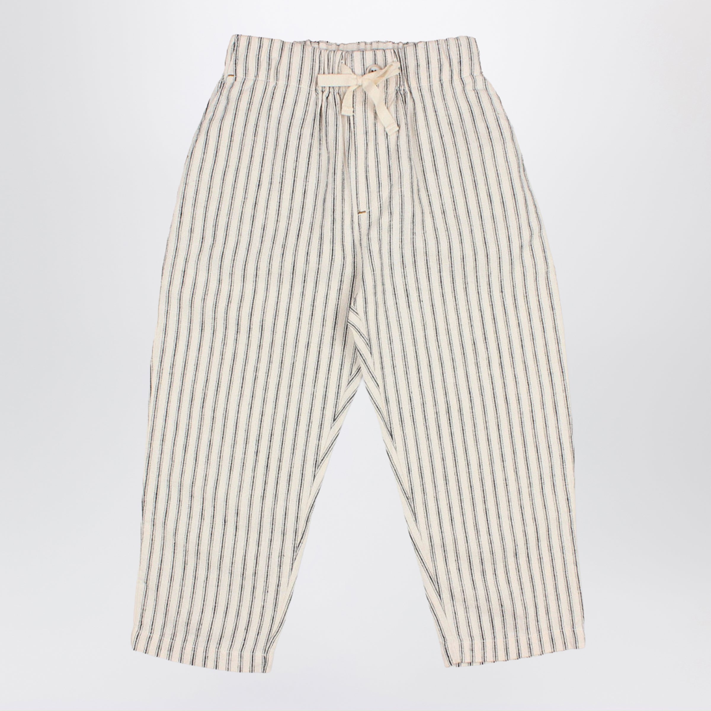 BUHO Pantaloni in misto lino a righe