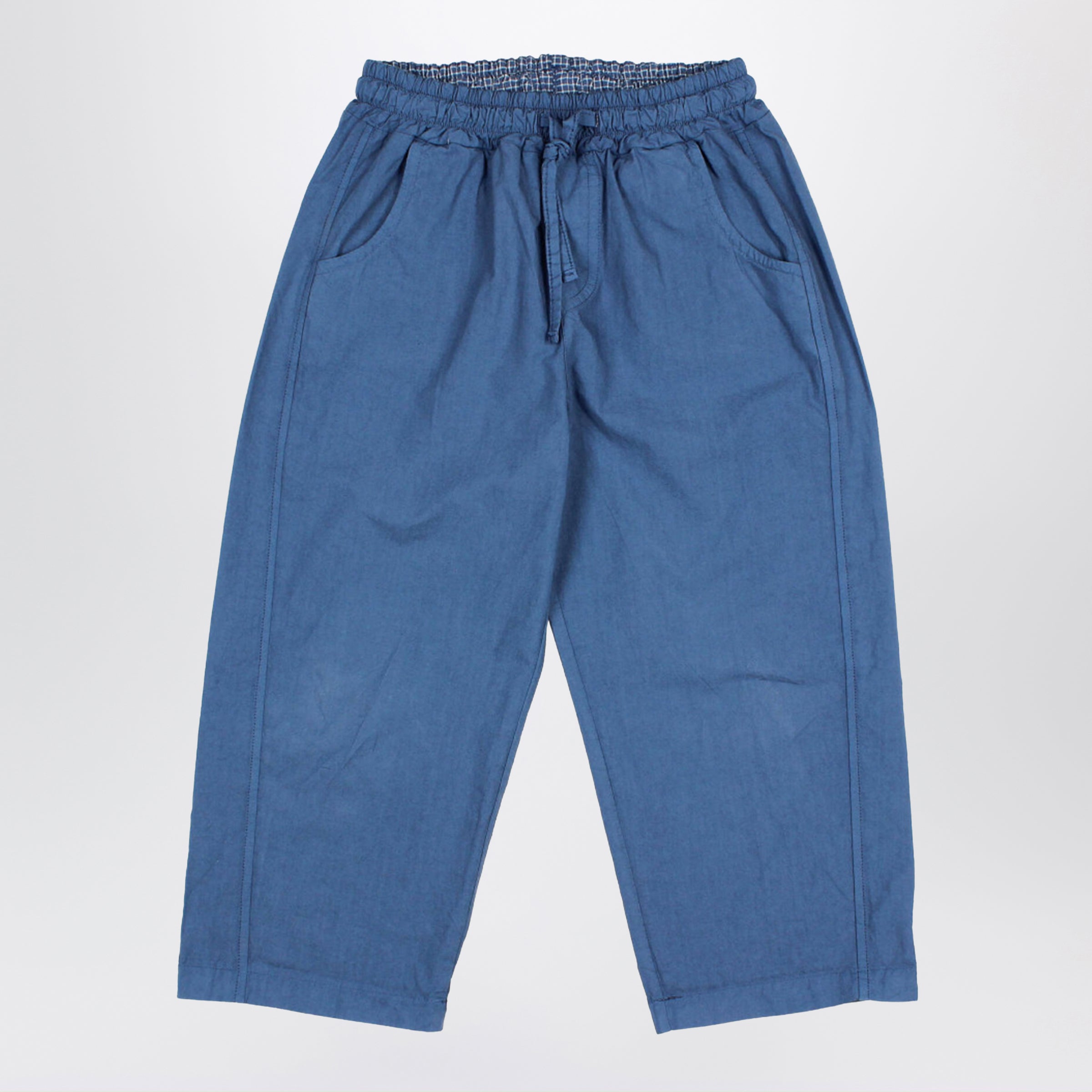 BUHO Pantaloni blu navy in popeline di cotone
