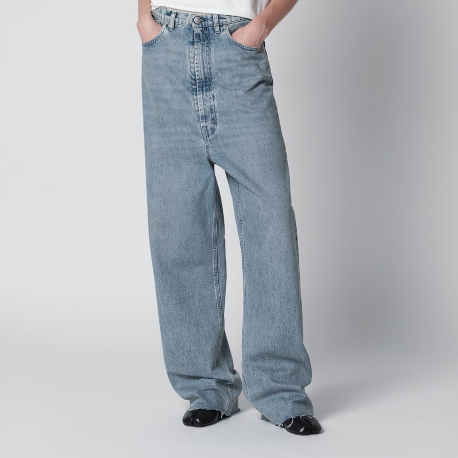 Maison Margiela Jeans a gamba ampia in cotone blu ghiaccio