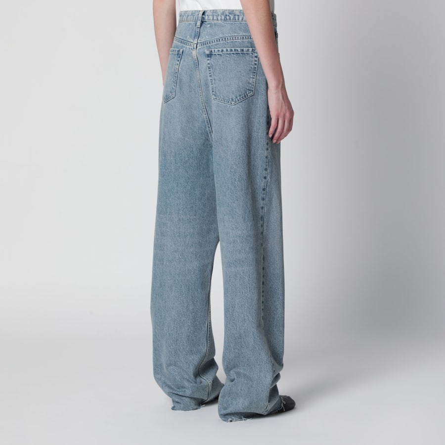 Maison Margiela Jeans a gamba ampia in cotone blu ghiaccio, view 4