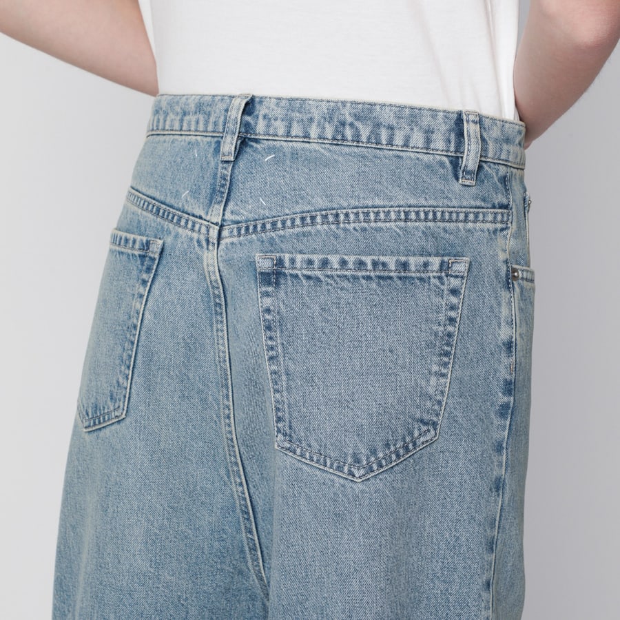 Maison Margiela Jeans a gamba ampia in cotone blu ghiaccio, view 5