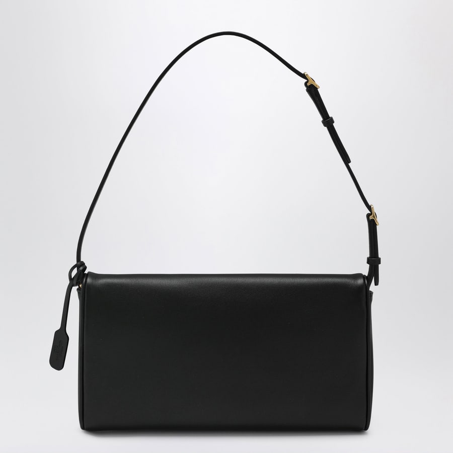 Valentino Garavani Clutch Devain con tracolla e VLogo in pelle nera, view 4