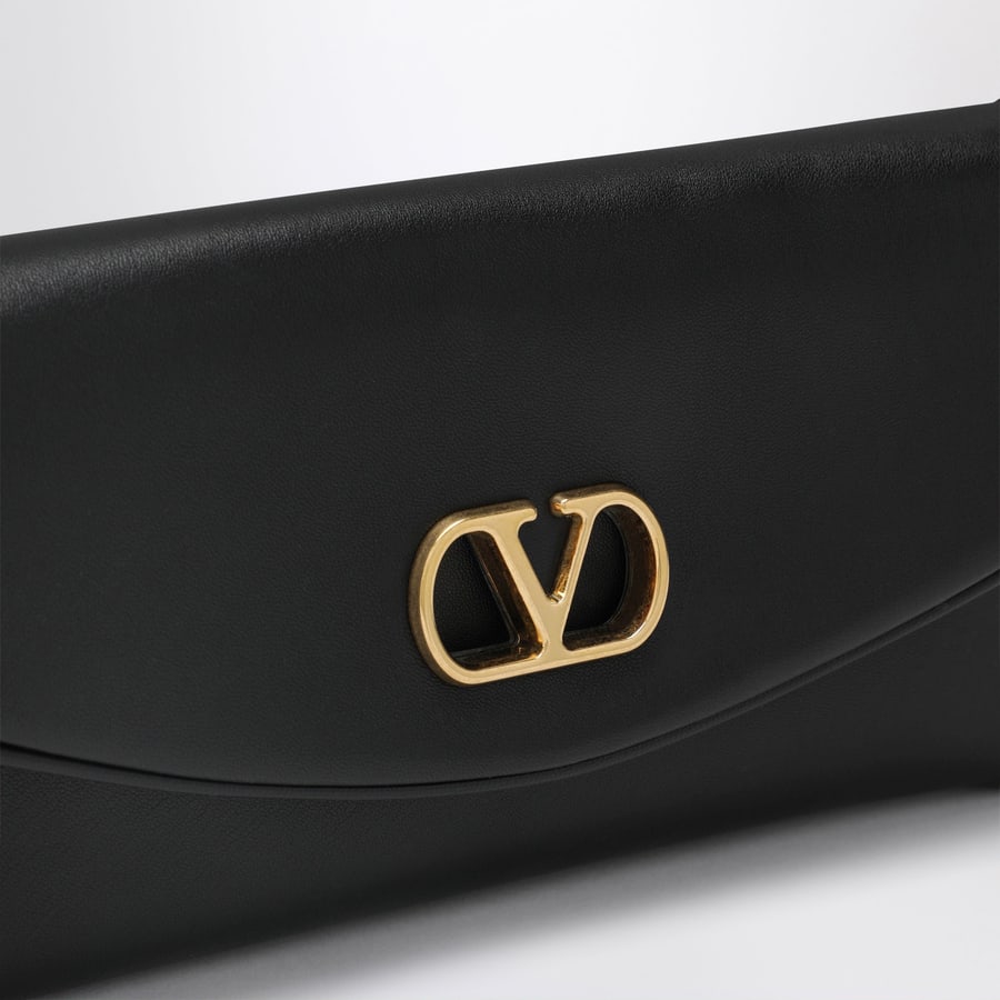 Valentino Garavani Clutch Devain con tracolla e VLogo in pelle nera, view 6