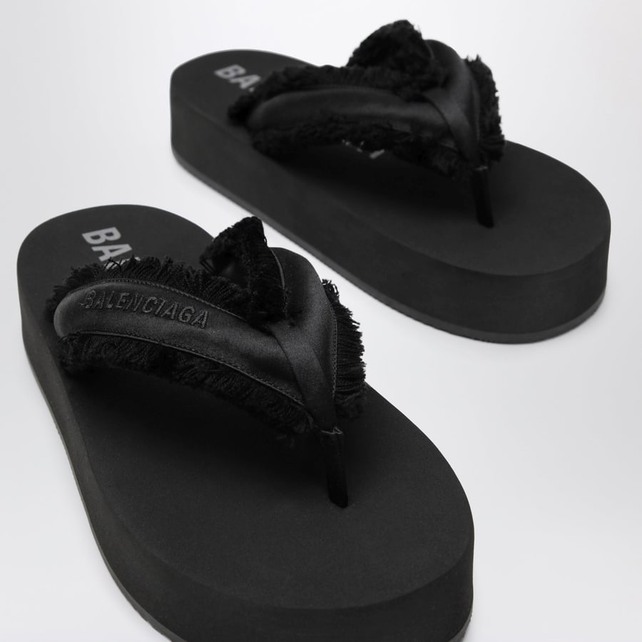 Balenciaga Infradito Jet Lag in raso nero, view 5